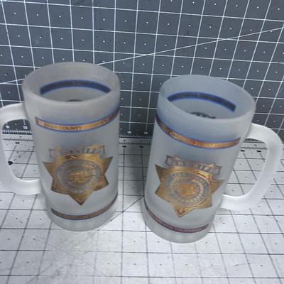 KERN County Sherriff's Frosted Beer Mugs (2) a pair