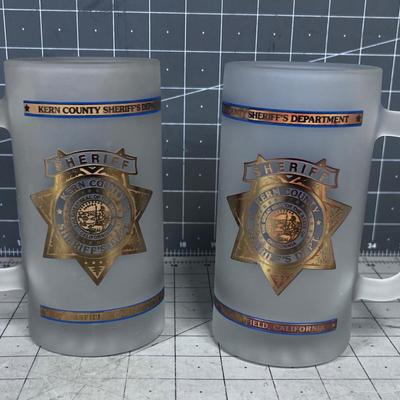 KERN County Sherriff's Frosted Beer Mugs (2) a pair