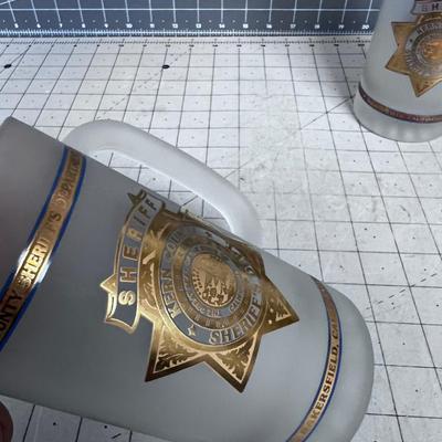 KERN County Sherriff's Frosted Beer Mugs (2) a pair
