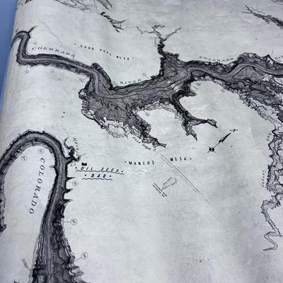 1964 Hand Drawn MAP of Lake Powell MONUMENTAL Deal! 