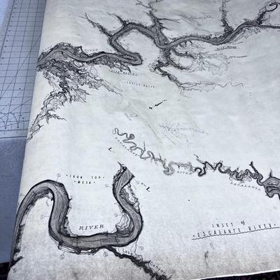 1964 Hand Drawn MAP of Lake Powell MONUMENTAL Deal! 