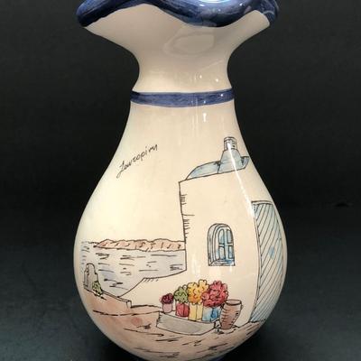 LOT 1U: Pfaltzgraff Yorktowne Blue Stoneware Pitcher, Signed Floral Tall Cat Pottery Sculpture, Hermitage Andrew Jackson Home Old English...