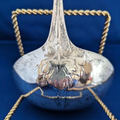 Henry Hebbard Antique Sterling Silver 'Mask' Pattern Punch / Soup Ladle, Patent 1859