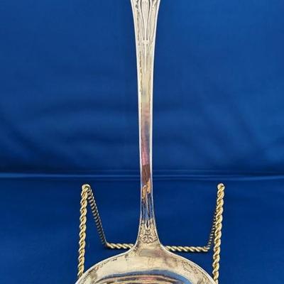 Henry Hebbard Antique Sterling Silver 'Mask' Pattern Punch / Soup Ladle, Patent 1859