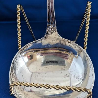 Henry Hebbard Antique Sterling Silver 'Mask' Pattern Punch / Soup Ladle, Patent 1859