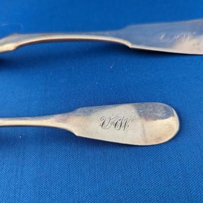 2 (two) Coin silver spoons V. A. W. made by Henry Silverthorn Lynchburg, VA