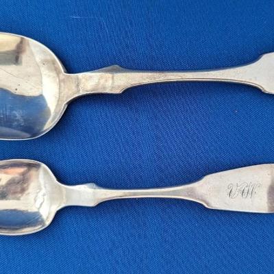 2 (two) Coin silver spoons V. A. W. made by Henry Silverthorn Lynchburg, VA