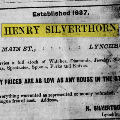 2 (two) Coin silver spoons V. A. W. made by Henry Silverthorn Lynchburg, VA