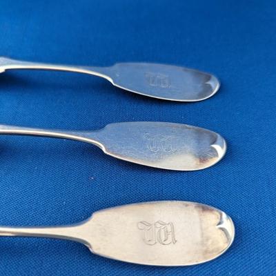 3 (three) Coin silver spoons "W" mono Made by M.L.Comfort