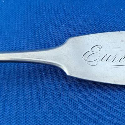 Coin Silver spoon "Euretta" dated 1875 Made by Uri Clark Euretta Rightmire WIlbur