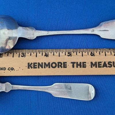 2 (two) coin silver spoons "ACD" and "AC Dewey" made by J Burritt & Son Ithaca Amanda C Dewey Rightmire