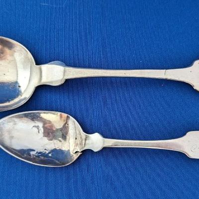 2 (two) coin silver spoons "ACD" and "AC Dewey" made by J Burritt & Son Ithaca Amanda C Dewey Rightmire