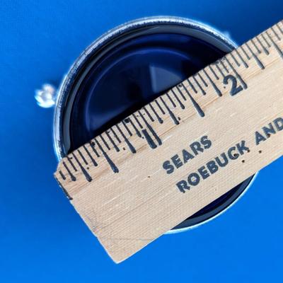 Vintage sterling and cobalt blue glass open salt cellar Made by M Fred Hirsch