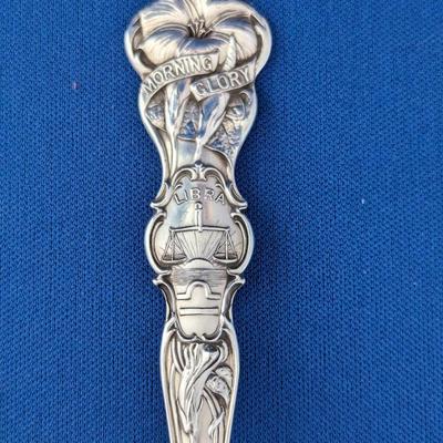 Set of 6 (six) vintage Sterling silver Morning Glory Libra spoons by R Wallace & Sons