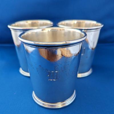 3 (three) PSCO #139 Sterling silver julep cups "W" mono