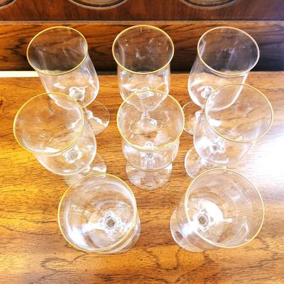 8 Lenox Weatherly Water Glass with Gold Trim-Marked Lenox
