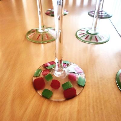 10 Hand Painted Santa Themed Wine Glasses