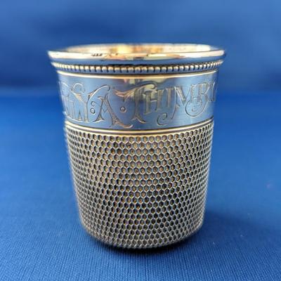 Antique Vintage Sterling Silver Thimble style jigger shot "Only a thimble full"