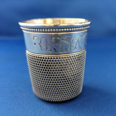 Antique Vintage Sterling Silver Thimble style jigger shot "Only a thimble full"