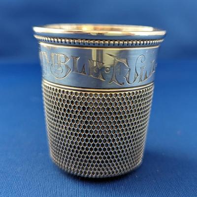 Antique Vintage Sterling Silver Thimble style jigger shot "Only a thimble full"