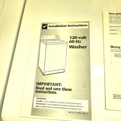 Whirlpool Commerical Quality Ultimate Care 2 Electric Washer and Dryer Set With Book Manuels
