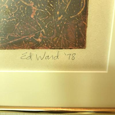 2 Original Midcentury Modern Abstract Rare Expressionist Artwork by Ed Ward