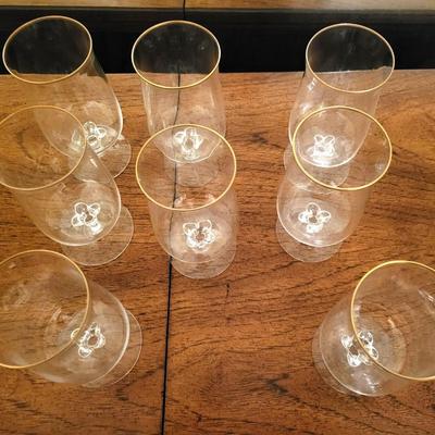 Lenox Desire Pattern Set of 8 Gold Trim Ice Tea Glasses