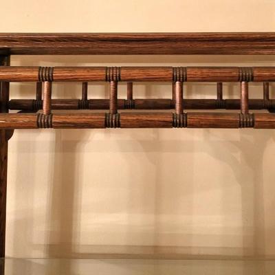 2 Vintage Bamboo Rattan Shelving Units with Glass