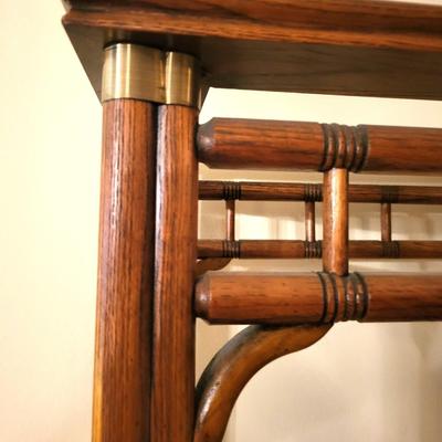 2 Vintage Bamboo Rattan Shelving Units with Glass