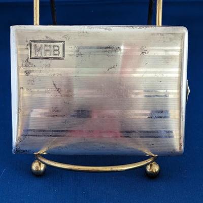 WATROUS MFG CO Sterling silver Cigarette / Money / Calling card case Gold wash interior "MAB" mono