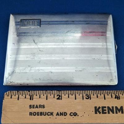 WATROUS MFG CO Sterling silver Cigarette / Money / Calling card case Gold wash interior "MAB" mono