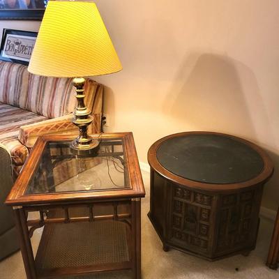 End Tables Lot with Vintage Lamp