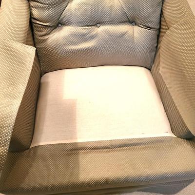 2 Green Chairs with Side Table and Lamp