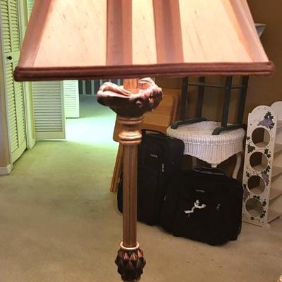2 Green Chairs with Side Table and Lamp