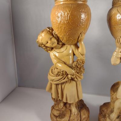 Vintage Pair of Marwel Chalkware Statues- Boy and Girl