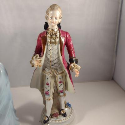 Pair of Hand Painted Victorian Style Porcelain Statues- Man and Woman