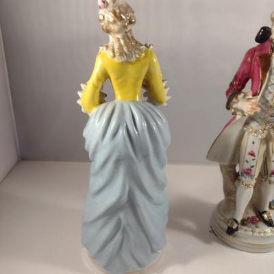 Pair of Hand Painted Victorian Style Porcelain Statues- Man and Woman