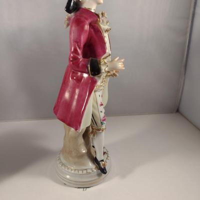 Pair of Hand Painted Victorian Style Porcelain Statues- Man and Woman