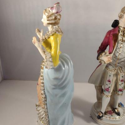 Pair of Hand Painted Victorian Style Porcelain Statues- Man and Woman