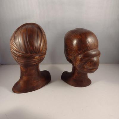 Hand Made and Painted Ceramic Statues- Head Design and Grape and Leaves Design Box with Lid