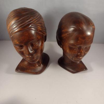 Hand Made and Painted Ceramic Statues- Head Design and Grape and Leaves Design Box with Lid