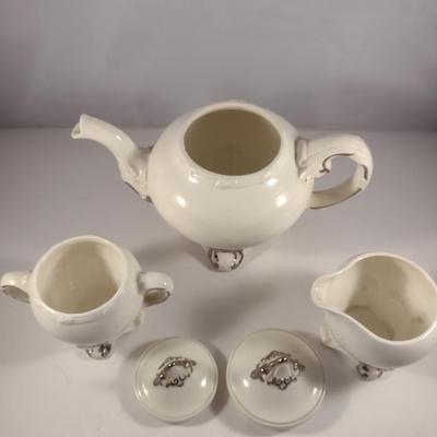 Hand Made Ceramic Tea/Coffee Set- Pot, Covered Sugar Bowl, and Creamer