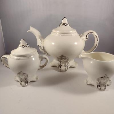 Hand Made Ceramic Tea/Coffee Set- Pot, Covered Sugar Bowl, and Creamer