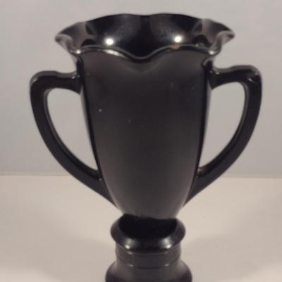 Black Amethyst Glass Greek Trophy Vase Dancing Nymphs- A.S.F. Zelle