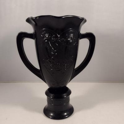 Black Amethyst Glass Greek Trophy Vase Dancing Nymphs- A.S.F. Zelle