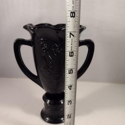 Black Amethyst Glass Greek Trophy Vase Dancing Nymphs- A.S.F. Zelle