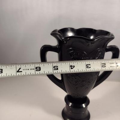 Black Amethyst Glass Greek Trophy Vase Dancing Nymphs- A.S.F. Zelle