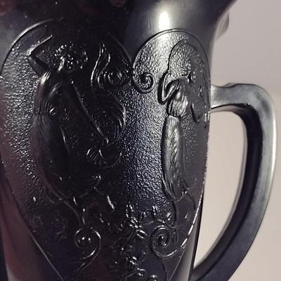 Black Amethyst Glass Greek Trophy Vase Dancing Nymphs- A.S.F. Zelle