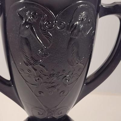 Black Amethyst Glass Greek Trophy Vase Dancing Nymphs- A.S.F. Zelle