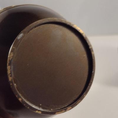 Pair of Metal Urn Vases with Greek Key Accent